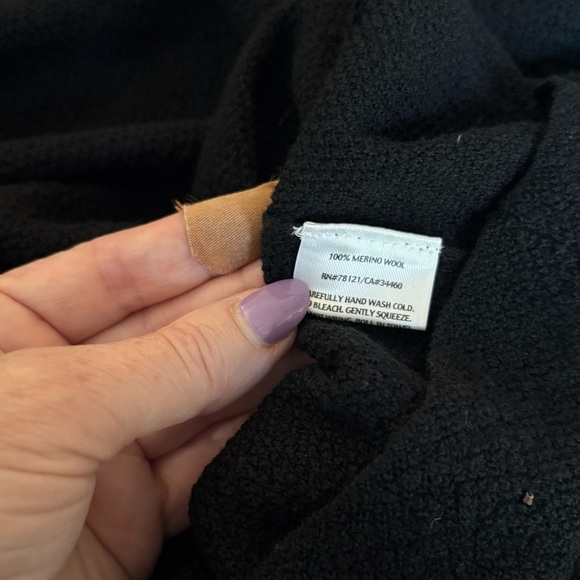 Eileen Fisher 100% Merino Wool Black Cowl Neck Sweater 1X Sparkle Detail - Picture 5 of 5